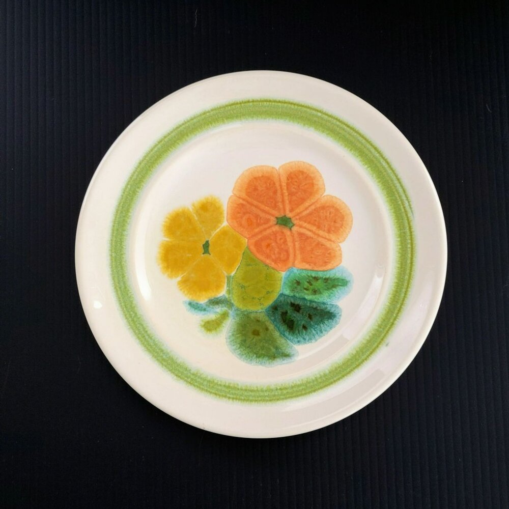 Franciscan Floral Bread Plate SET of 2, Retro c.1970s USA, Flower Power Dishes - Picture 2 of 8